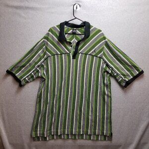 Jordan Black Green White Vertical Striped Polo Shirt 3XLT #56323 Super Soft!